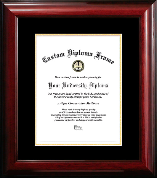 Classic Mahogany Certificate Frame with Black & Gold Mats – CI Frames